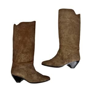 Vintage Casadei Textured Metallic Leather Tall Knee Boots size 6